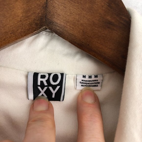 Roxy Women's Size Medium White Asymmetrical Zip Notch Lapel Long Sleeve Jacket - Picture 7 of 10